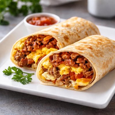 Bacon sausage egg wrap