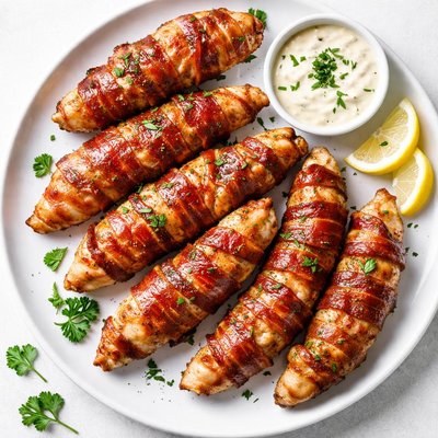 Bacon wrapped chicken tender