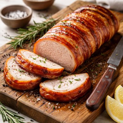 Bacon wrapped porklion