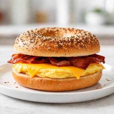 Bagel cheese and egg sandwich