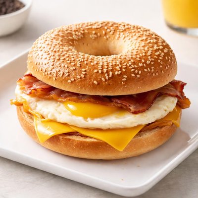 Bagel sandwich with egg and cheese