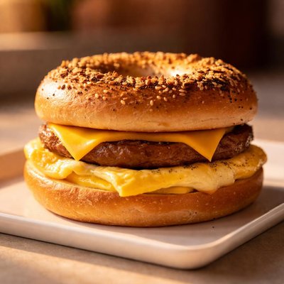 Bagel sausage egg cheese
