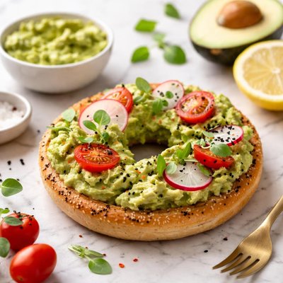 Bagel with avocado spread