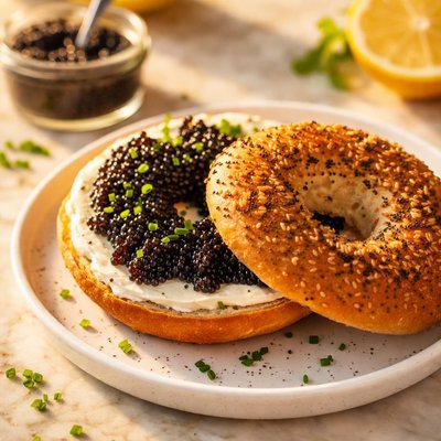 Bagel with caviar