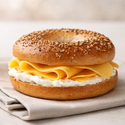 Bagel with cream cheese and cheese