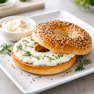 Bagel with cream cheese and dill