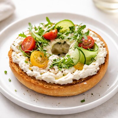 Bagel with goat cheese