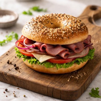 Bagel with meat
