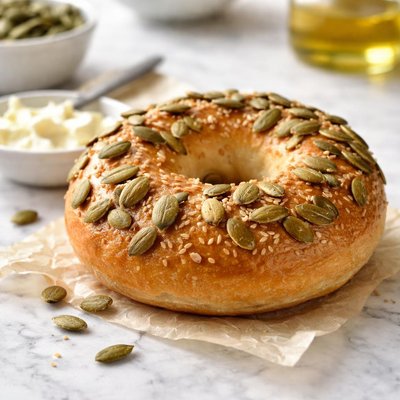 Bagel with pumpkin seeds