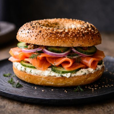 Bagel with salmon