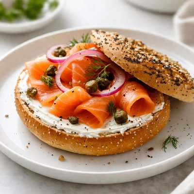 Bagel with smoked salmon and cream cheese