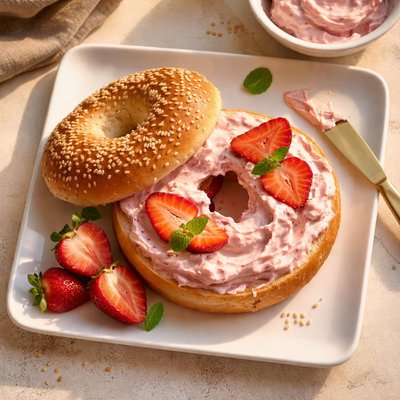 Bagle with strawberry cream