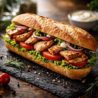 Baguette with chicken