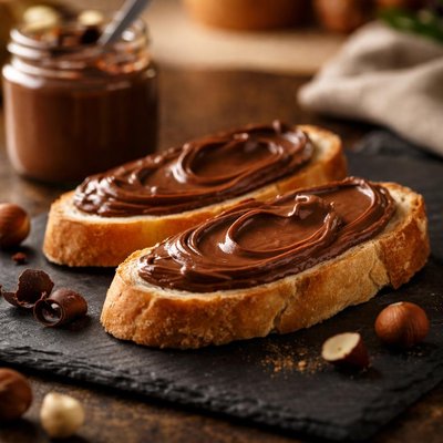 Baguette with chocolate spread