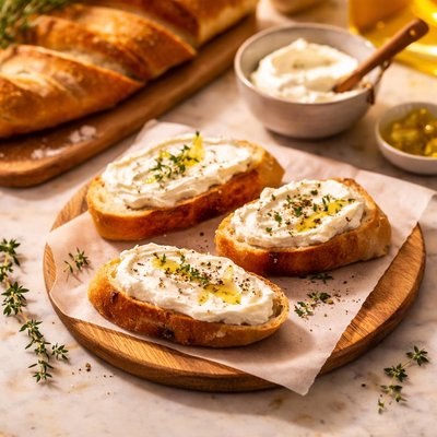 Baguette with cream cheese