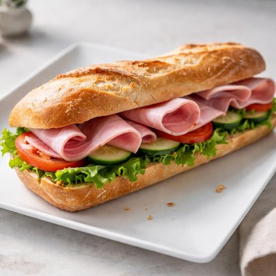 Baguette with ham