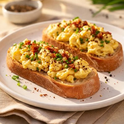 Baguette with scrambled eggs