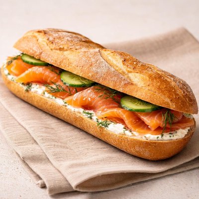 Baguette with smoked salmon paul