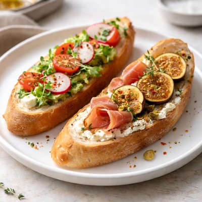 Baguette with toppings