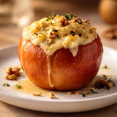 Baked apple with cheese