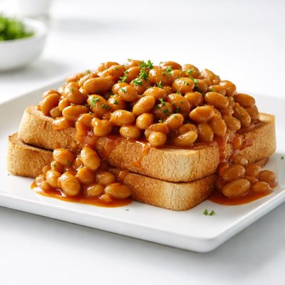 Baked beans on bread