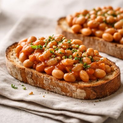 Baked beans on sour dough bread