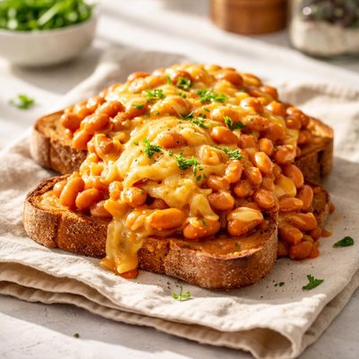 Baked beans on toast with cheese