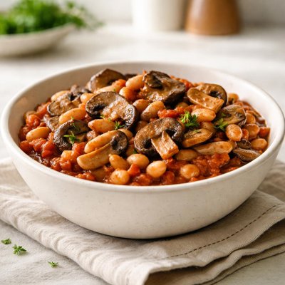 Baked beans with mushrooms