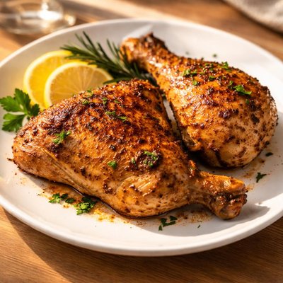 Baked chicken leg and tigh