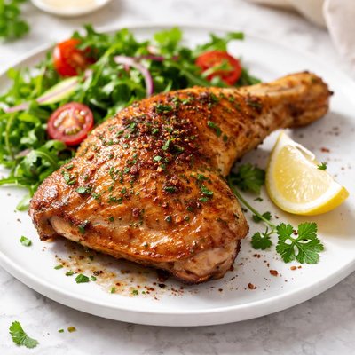 Baked chicken leg quarter