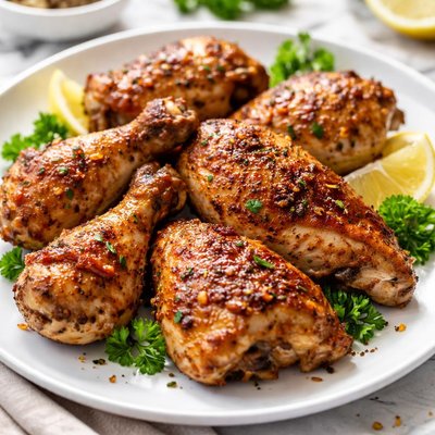 Baked chicken pieces