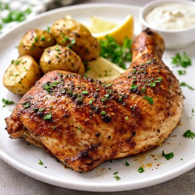 Baked chicken quarter
