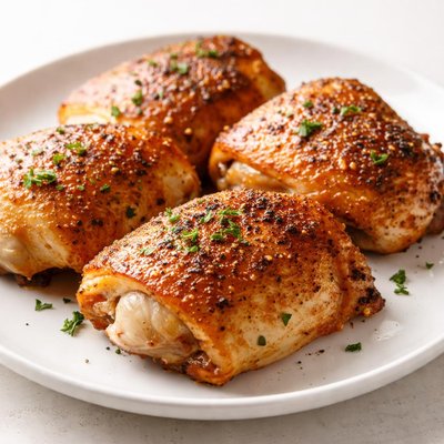 Baked chicken thigh skin