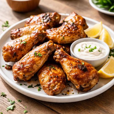 Baked chicken wing with skin