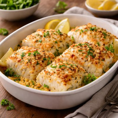 Baked cod with cheese