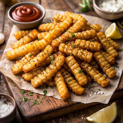Baked crinkle fries