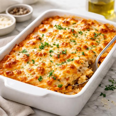 Baked dish with cheese