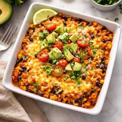 Baked dish with cheese and avocado