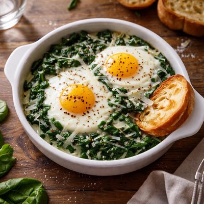 Baked egg with spinach