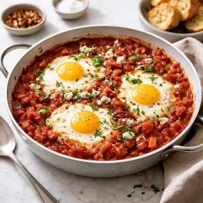 Baked egg with tomato sauce