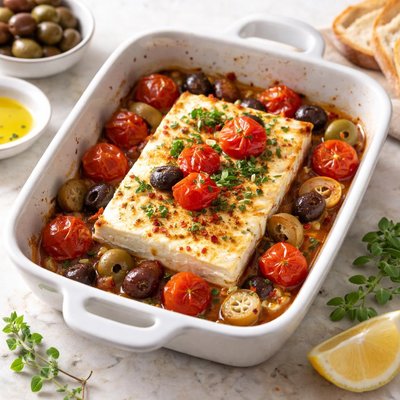 Baked feta cheese