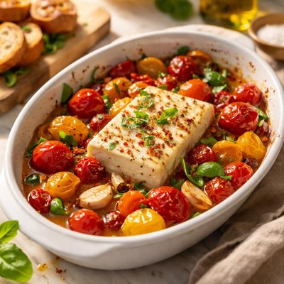 Baked feta with tomatoes