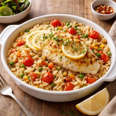 Baked fish rice