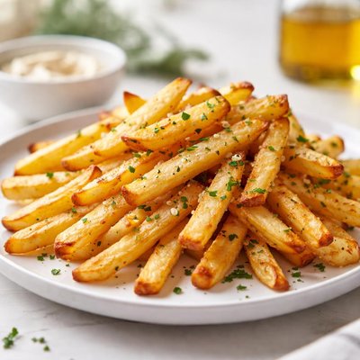 Baked french friea in olive oil