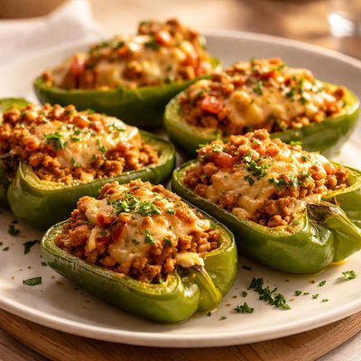 Baked green pepper