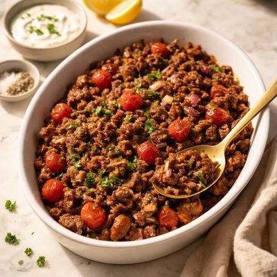 Baked ground lamb