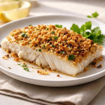 Baked haddock with breadcrumbs