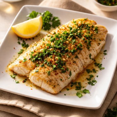 Baked haddock with butter and herbs