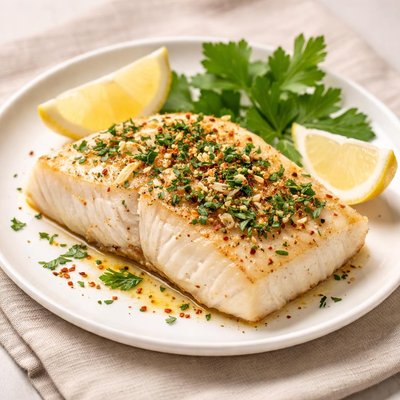 Baked halibut