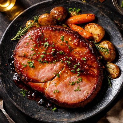 Baked ham steak